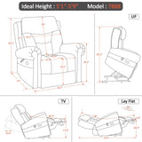 MCombo Triple Motor Power Lift Recliner Chair with Massage and Lumbar&seat Heating, Rolled Arms, Adjustable Headrest for Elderly People, Fabric 7888 (Coffee, Medium) MCombo