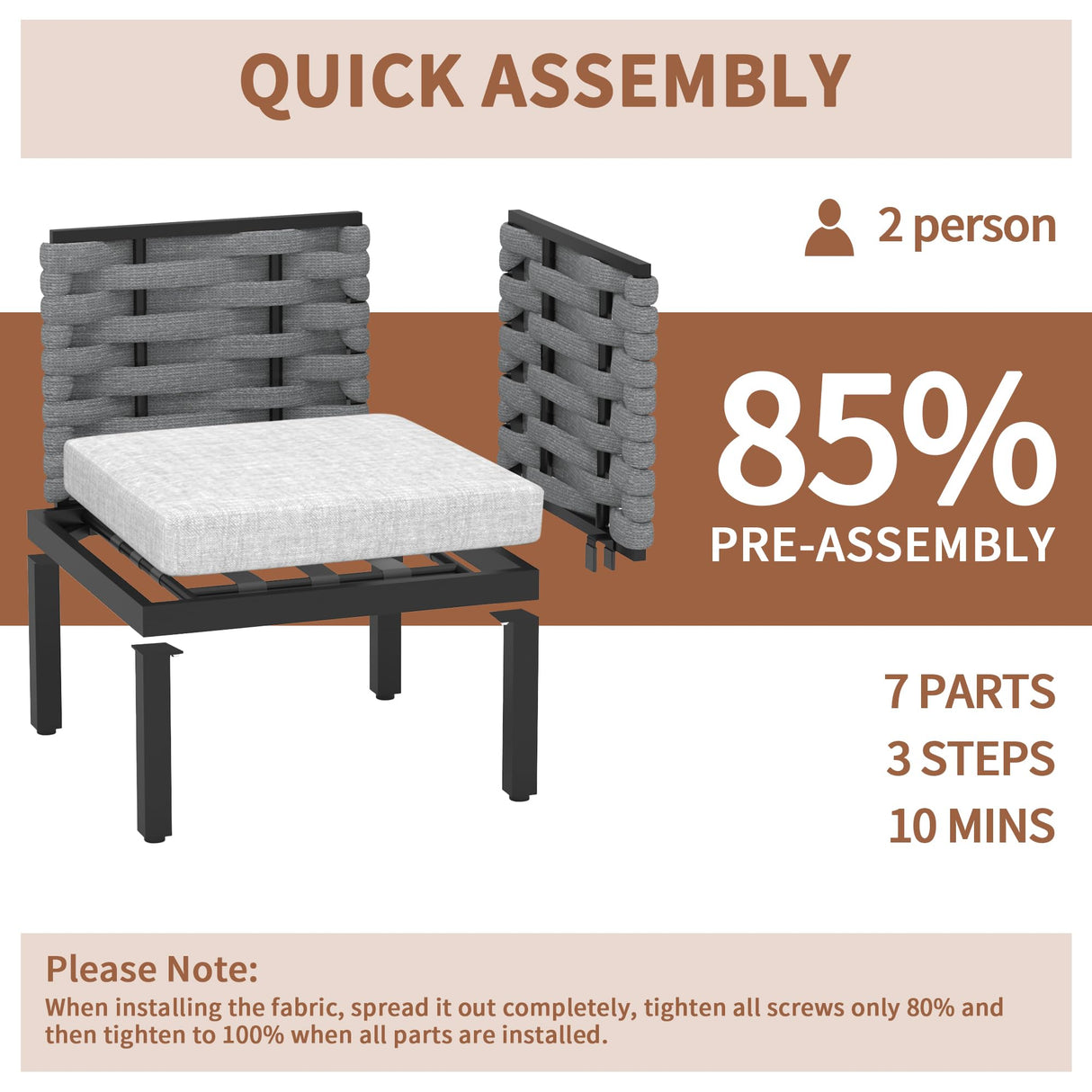 PIZZELLO 8 Pieces Outdoor Patio Furniture Sets, Outdoor Conversation Sets Sectional Sofa with 6" Thick Cushions and 2 Coffee Tables, Convertible Modular Patio Sofa for Backyard, Garden, Deck PIZZELLO