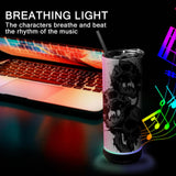 sweet grain Sublimation Speaker Tumblers 20 oz(4Pack) - Music Speaker Tumblers with Lids and Straws, Skinny Straight Sublimation Tumblers with Speaker & USB Charging Cables for DIY Gift - Black sweet grain