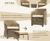 LHBcraft Outdoor Patio Wicker 5-Piece Furniture Set, No Assembly Required All-Weather Rattan Conversation Bistro & Storage Table for Garden, Porch, Balcony and Deck (Beige) LHBcraft