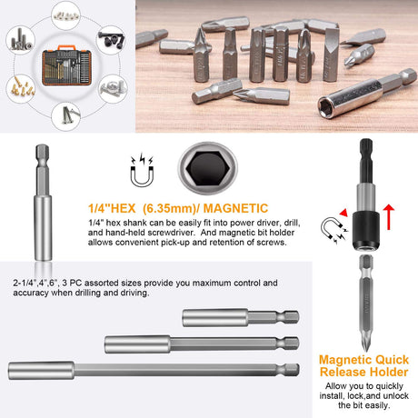 ENERTWIST Drill Bit Set, 112-Pieces 1/4" Hex Shank Impact Driver Bits and Screwdriver Bits Set Assorted in Tough Case for Wood Metal Cement Drilling and Screw Driving, ET-DBA-112 ENERTWIST