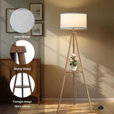 EOEYYOYB Floor Lamp with 3 Light Modes Adjustable– Wood Tripod Floor Lamp Modern LED Standing Lamp with Dimmable Brightness, Perfect for Living Room, Bedroom, and Office, Burlywood EOEYYOYB