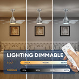 SNZ 38 Inch Flush Mount Ceiling Fans with Lights and Remote Control, Nickel Low Profile Ceiling Fan for Bedroom, Living Room,Office,Kitchen,Patios Indoor and Outdoor Use SNZ