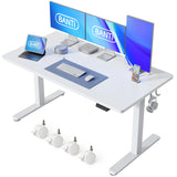 BANTI 63'' Standing Desk, Electric Stand up Height Adjustable Home Office Table, Sit Stand Desk with Splice Board, White BANTI