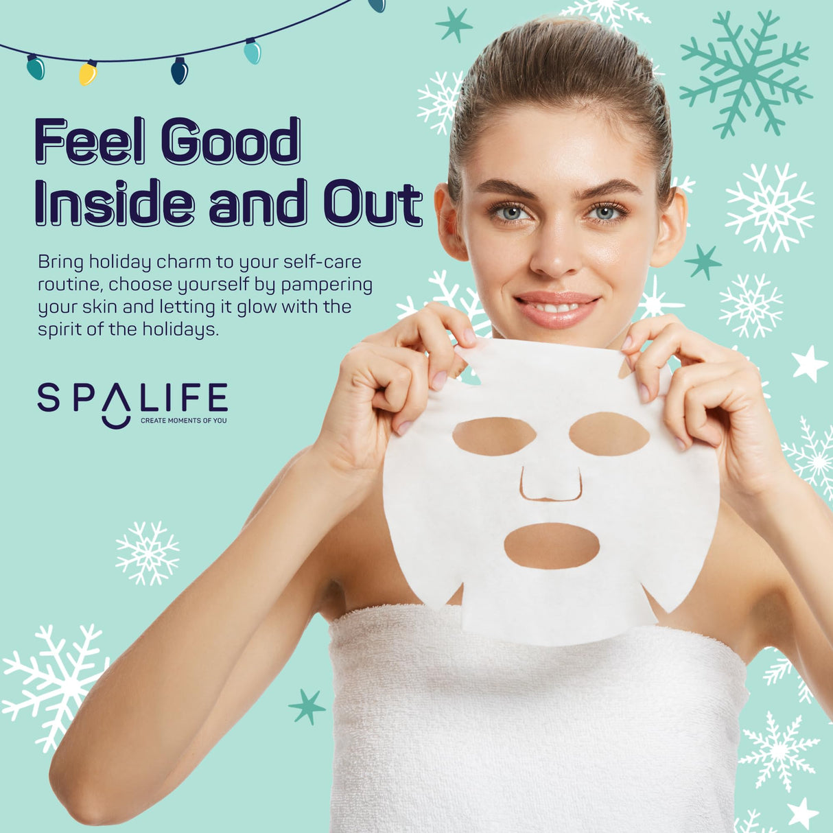 SpaLife Christmas Stocking Stuffer Facial Masks 12-Pack - Hydrating, Smoothing, and Refreshing Skin-Clearing Face Sheet Masks - Skincare Set for Moisturizing and Soothing Beauty SpaLife