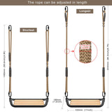 SELEWARE Hanging Wood Swing Seat Tree Swing for Kids, 100% Polyester Weather Proof Rope Heavy Duty Steel Tubing Structure Backyard Swing Set Replacement SELEWARE