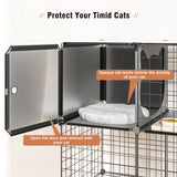 PAWING Indoor Cat Enclosure Outdoor 3-Tier Large Playpen Catio Cat Cage Outdoor Cat Crate Detachable Metal Wire Kennel Medium Kitten Cage PAWING