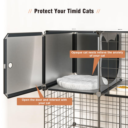 PAWING Indoor Cat Enclosure Outdoor 3-Tier Large Playpen Catio Cat Cage Outdoor Cat Crate Detachable Metal Wire Kennel Medium Kitten Cage - WoodArtSupply