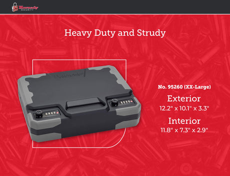 Hornady Treklite Combination Lock Box XXL, 95260 - Travel Safe Lightweight Gun Lock Box with Dual 4-Digit TSA Combination Locks - Protects Firearms, Ammo, & Valuables - 12.2 x 10.1 x 3.3 Inches Hornady
