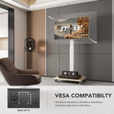 Mobile TV Stand for 27 to 65 Inch TVs, Portable Rolling TV Cart on Wheels, Tall Universal Floor Stands with Swivel Mount, Height Adjustable Sleeking Standing Mount Fit Corner, Bedroom, Outdoor AX WABER