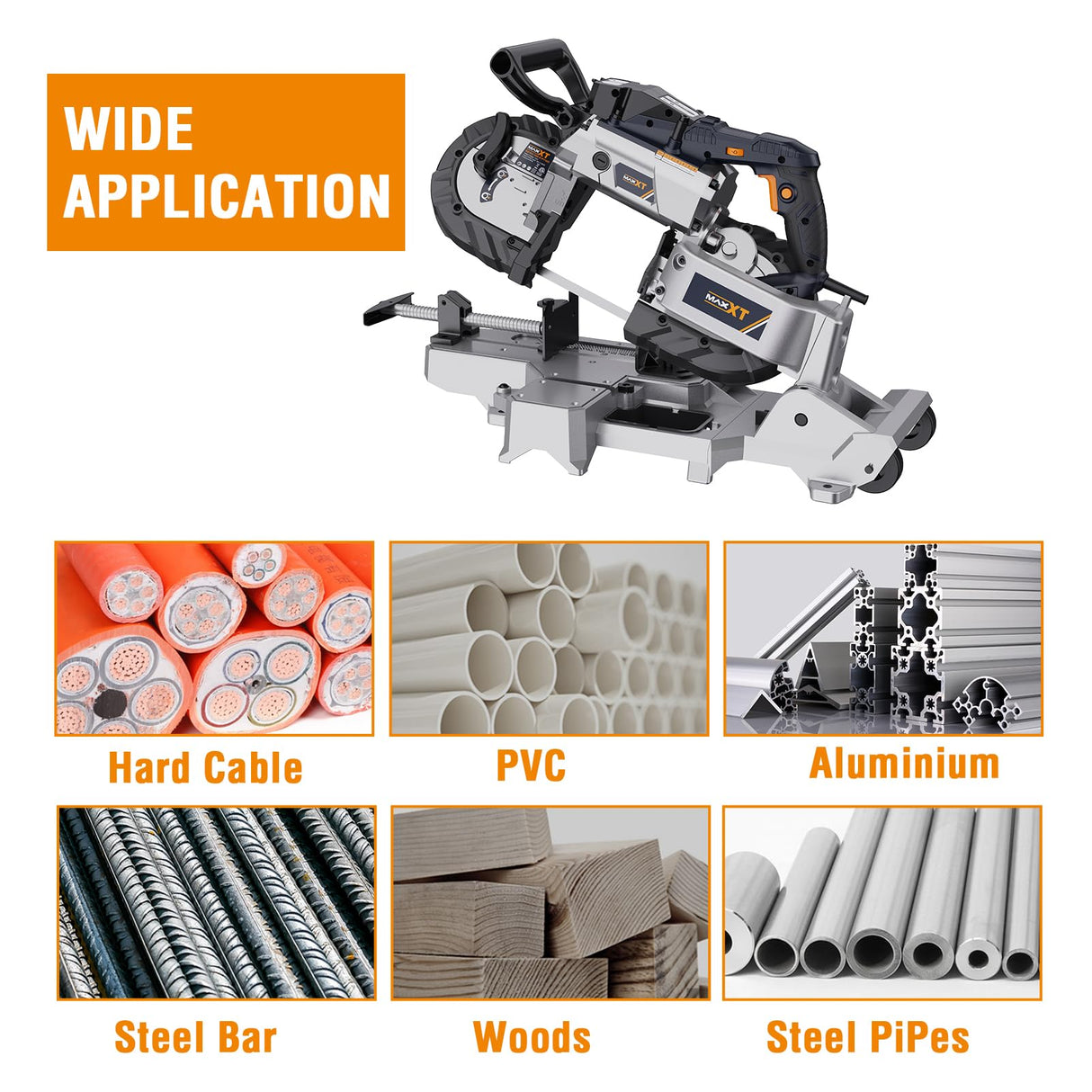 MAXXT Bandsaw with Table Saw, 10 Amp 5 Inch Deep Cut Band Saw with Lightweight Aluminum Base, Variable Speed Handheld Automatic Multipurpose Cut with Wheels Metal Saw, Portable Bandsaws for Metal Wood MAXXT