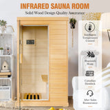 OUTEXER Far Infrared Sauna Home Sauna Spa Room Low-EMF Canadian Hemlock Wood 800W Indoor Saunas with Control Panel and Tempered Glass Door, Room:35.2 * 27.6 * 61.6Inch OUTEXER