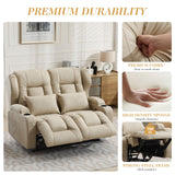 Loveseat Recliner Sofa,RV Couch 6'' Wall Hugger Recliners for Small Spaces,Fabric Reclining Loveseat Sofa Recliner with Cup Holders/Lumbar Pillows,RV Furniture (Beige, Loveseat) Generic