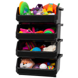 ReadySpace Plastic Containers for Organizing and Storage Bins for Closet, Kitchen, Office, Garage or Pantry Organization, Stackable Bins, Extra Large (14.8" x 16.5" x 7"), 4-Pack, Black ReadySpace