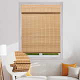 SEEYE Cordless Bamboo Roman Shades, Blackout Natural Bamboo Blinds for Indoor Windows, Roll Up Blind Privacy Shade for Home, Office, Door, UV Resistant & Easy to Install, 32" W x 64" H, Carbonized SEEYE