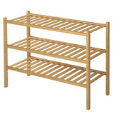 ROMGUAR CRAFT 3 Tier Bamboo Shoe Rack for Closet Free Standing Wood Shoe Shelf Storage Organizer for Entryway Small Space Stackable 27"x11"x20" (Natural) ROMGUAR CRAFT