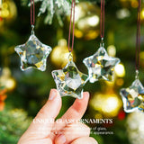 H&D HYALINE & DORA Set of 6 Crystal Glass Christmas Ornaments Clear Faceted Glass Christmas Star Crystal Hanging Ornaments for Xmas Tree Winter New Year Party Supplies H&D HYALINE & DORA