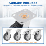 TRY-YEAN 4 Pack 6 Inch Heavy Duty Caster Wheels, Anti-Skid All Swivel Industrial Casters 2204lbs, 360 Degree Top Plate, 2 w/Brakes 2 No Brakes Polyurethane Plate Casters for Cart Furniture Workbench TRY-YEAN