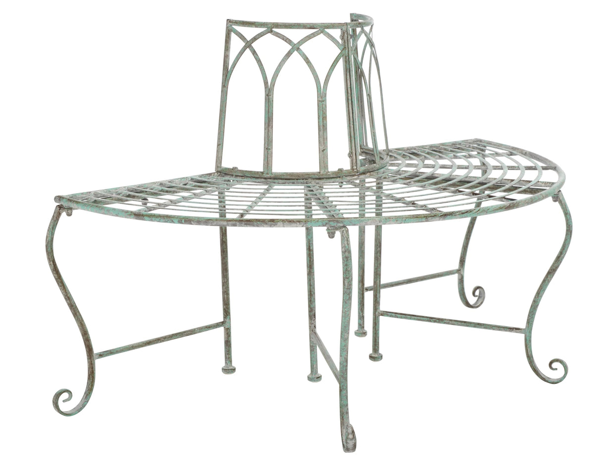 SAFAVIEH Outdoor Collection Abia Victorian Antique Dark Green Wrought Iron 50-inch Wide Tree Bench SAFAVIEH