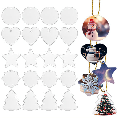 30Pcs Metal Sublimation Ornament Blanks,Christmas Ornaments Sublimation Blanks for Christmas Tree Decor,Double Sided Blanks Christmas Ornament,DIY Handmade Crafts Sublimation Blanks of 5 Styles BYAYUGUB