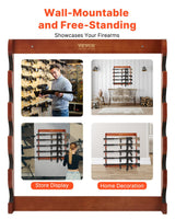 VEVOR Gun Rack, 5-Slot Wall Mounted Wooden Gun Rack, Heavy Duty Gun Display Rack Holds 5 Shotguns and Rifles, Wall Storage Display Rifle Rack with Soft Padding, 132 lbs Capacity VEVOR