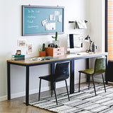 Need Computer Desk, 47 inch Home Office Desk, Modern Simple Style Home Office Gaming Desk, Basic Writing Table for Study Student, Black Metal Frame, Teak Need