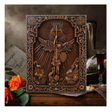 QIADGE Archangel Michael in the Cross Wall Hanging Wooden Carved Home Decor Plaque Personalized Crafts Christian Gift Idea (13.7 * 10.7 in) QIADGE