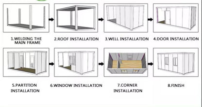 Double Story 6-8 Bedrooms with Balcony Modern 2024 Design. Fully Equipped Bathroom, prefab Container House with Stairs Inside and Terrace. Free Airconditioner (Modern) - WoodArtSupply