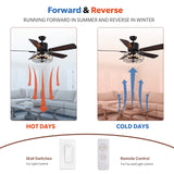 APBEAMLighting Industrial Caged Ceiling Fan Light with Remote Control 52 Inch Vintage Ceiling Fan Light Farmhouse Black Retro Indoor Fandelier with 5 Reversible Wood Blades for Living Room Bedroom APBEAMLighting