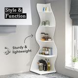 Tribesigns Corner Shelf, Modern 5-Tier Wall Corner Bookshelf, Stylish Corner Small Bookcase Storage Rack Plant Stand with Unique Shape for Living Room, Home Office (White, 1PC) Tribesigns