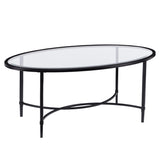 SEI Furniture Quinton Metal/Glass Oval Cocktail Table - Black, 45 in x 25 in x 19 in SEI Furniture