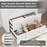 Wardrobe Closet with 2 Door & 2 Drawer, 71" White Bedroom Wooden Armoire with Hanging Rod, Freestanding Large Capacity Clothing Wardrobe Cabinet w/Gold Handles for Bedroom Buenhomino