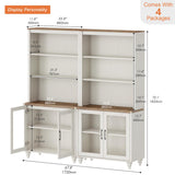 WAMPAT 72'' Tall Kitchen Pantry Cabinet with Storage, Farmhouse Glass Doors Pantry Storage with Bar Hutch and 5 Tier Shelve for Kitchen & Living Room & Bedroom, White WAMPAT