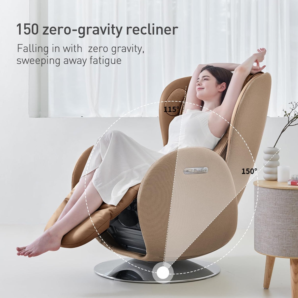 Nouhaus Luna Heated Massage Chair,Full Body Massaging Zero-Gravity Leisure Recliner with Low-Noise 3D Massage and Dual Sound Systems Modern Massage Chairs (Dark Caramel) Nouhaus