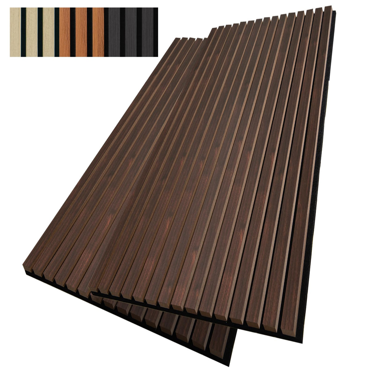 AMZDEPOT Wood Slat Wall Panel, 48'' x 24'' Wood Panels for Wall, 3D Soundproof Wall Panels, Large Acoustic Panels for Interior Ceiling and Wall Decor Noise Reduction, 2 Pack, Walnut AMZDEPOT