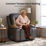 GarveeHome Faux Leather Power Lift Recliner Chair for Elderly, Lift Assist Recliner for Seniors with Heat and Massage Function, Reclining Sofa w/Pockets and Cup Holders CF8008 (Gray, Medium) GarveeHome