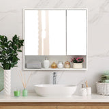 ALIMORDEN Medicine Cabinet with Mirror and Shelves, Bathroom Wood Wall Cabinet Over The Toilet, Vanity, Recessed or Surface Mount, 30.07 Inch x 30 Inch, White ALIMORDEN