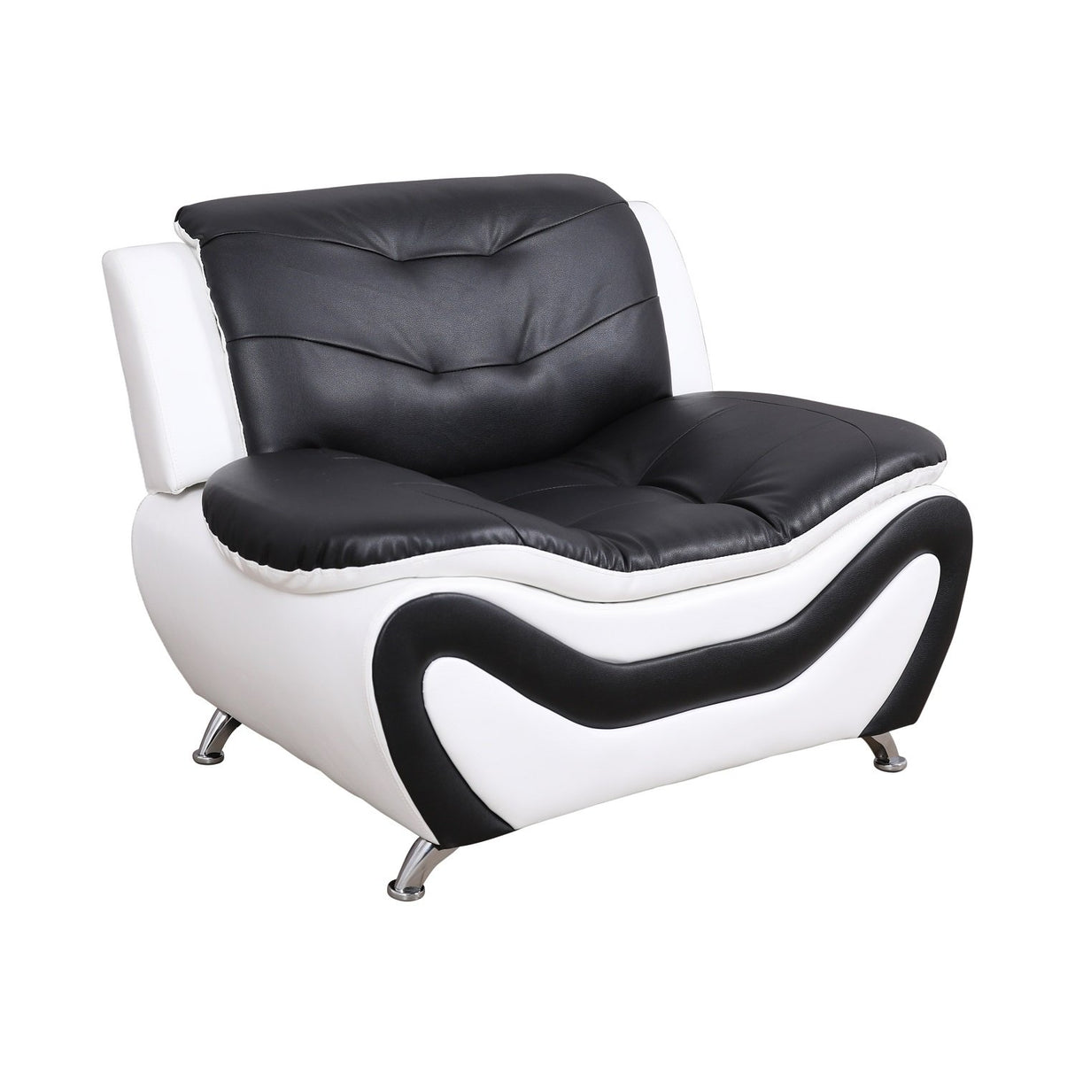 Beverly Fine Furniture 3 Piece Aldo Modern Sofa Set, Black/White Beverly Fine Furniture