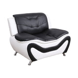 Beverly Fine Furniture 3 Piece Aldo Modern Sofa Set, Black/White Beverly Fine Furniture