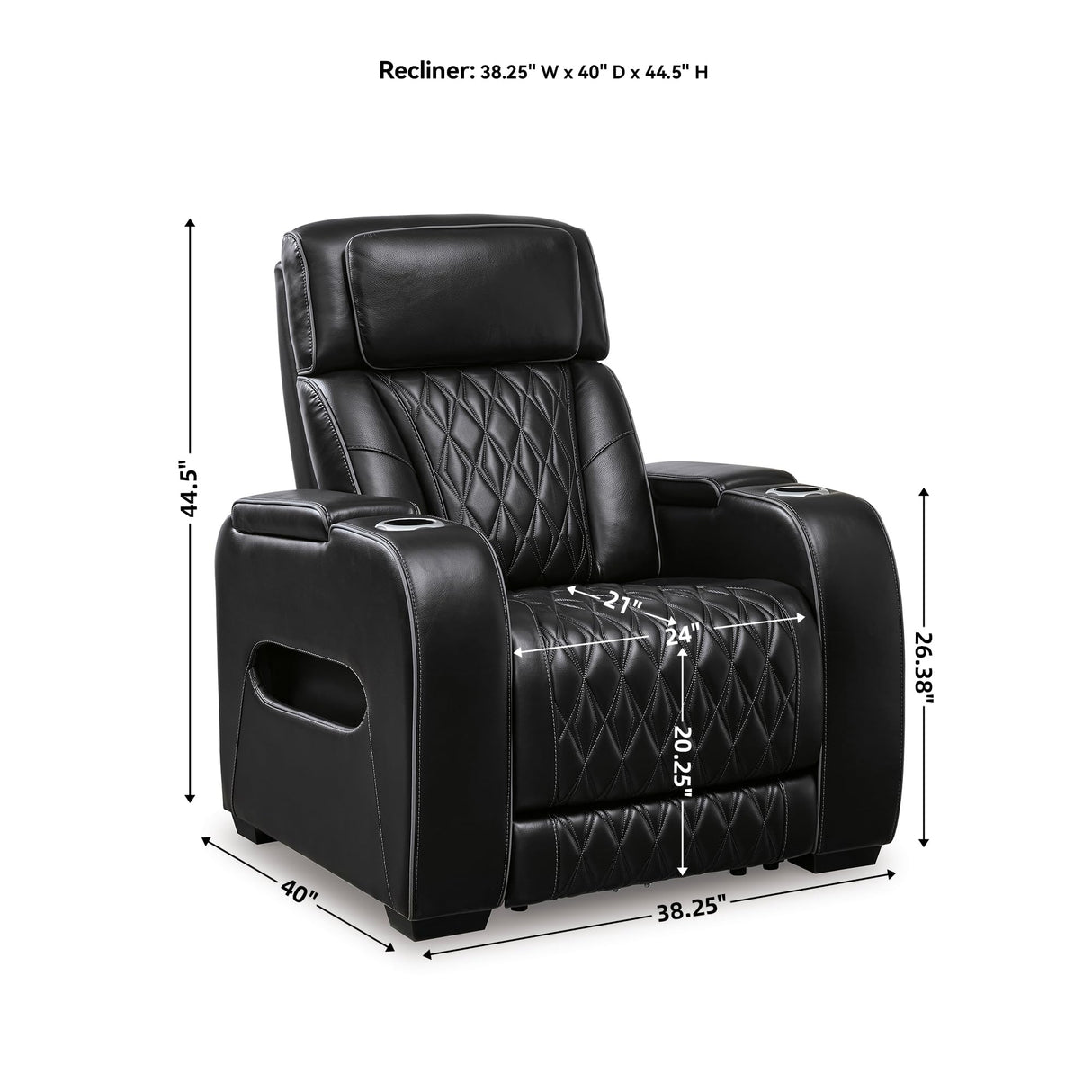 Signature Design by Ashley Boyington Contemporary Leather Match Power Recliner with Adjustable Headrest, Cup Holders, USB Port and Air Massage System, Black Signature Design by Ashley