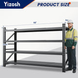 Yizosh 68" W Metal Garage Storage Shelves,Heavy Duty Adjustable Steel Organization Shelving,Utility Rack Shelf,68" W x 24" D x 63" H for Basement,Warehouse,Industrial Yizosh