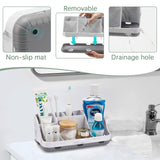 GFWARE Marble Bathroom Countertop Organizer - Detachable 7 Slots Kids Electric Toothbrush and Toothpaste Holde Drainage for Bathroom Accessories Organization Counter Vanity Storage, Grey GFWARE