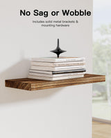 AMADA HOMEFURNISHING Floating Shelves, Paulownia Wood Wall Shelves for Bathroom/Living Room/Bedroom/Kitchen/Home Office, Natural Wood Floating Shelf for Home Storage & Organization, Set of 4, AMFS40BN AMADA HOMEFURNISHING