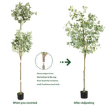 Fogein Artificial Eucalyptus Tree,6Ft Tall Fake Potted Tree Silk Faux Eucalyptus Tree with Plastic Nursery Pot, Artificial Plants for Home Office Indoor Decor Fogein