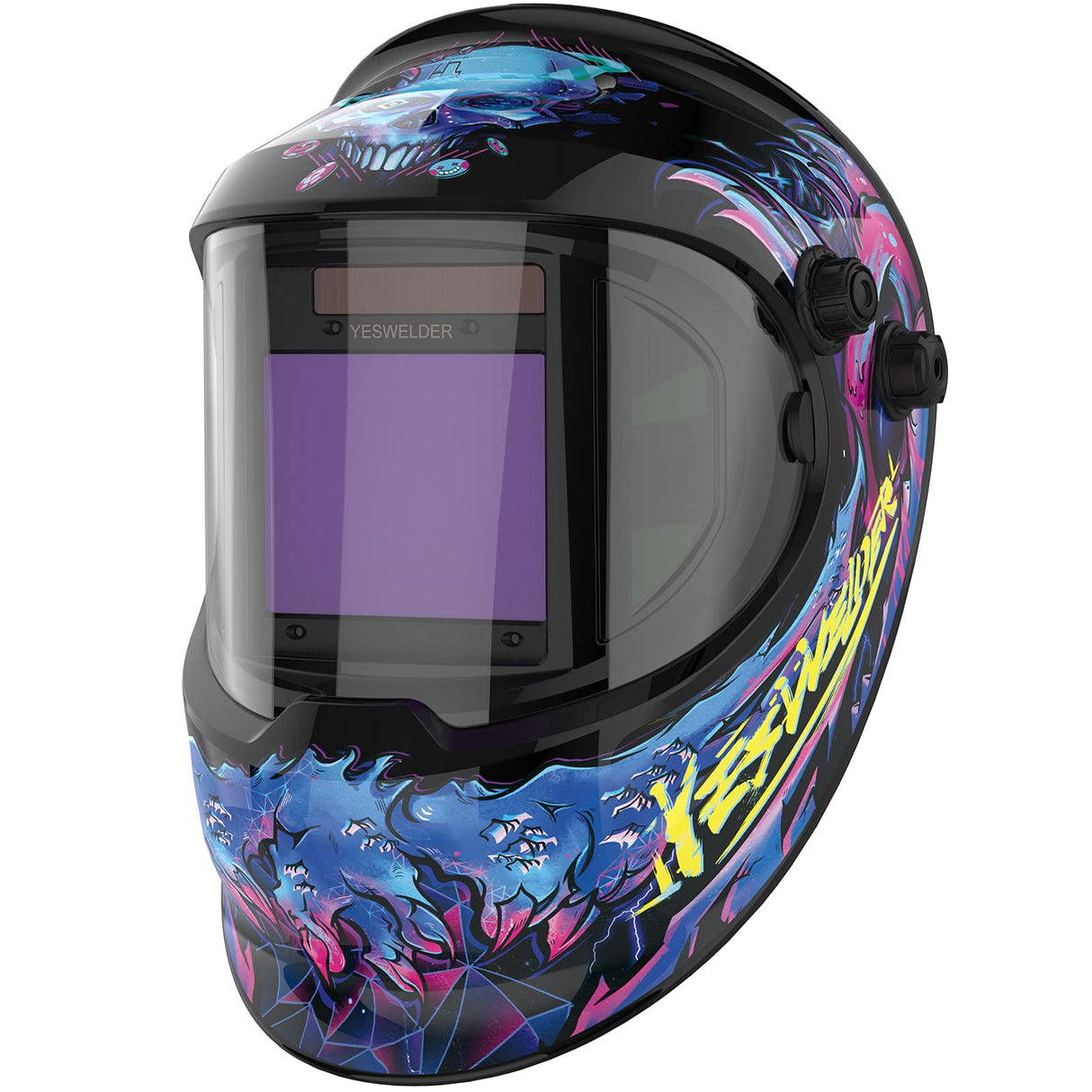 YESWELDER Large Viewing True Color Solar Powered Auto Darkening Welding Helmet with SIDE VIEW, 4 Arc Sensor Wide Shade 4/5-9/9-13 Welder Mask for TIG MIG ARC Grinding Plasma LYG-Q800D-CP YESWELDER