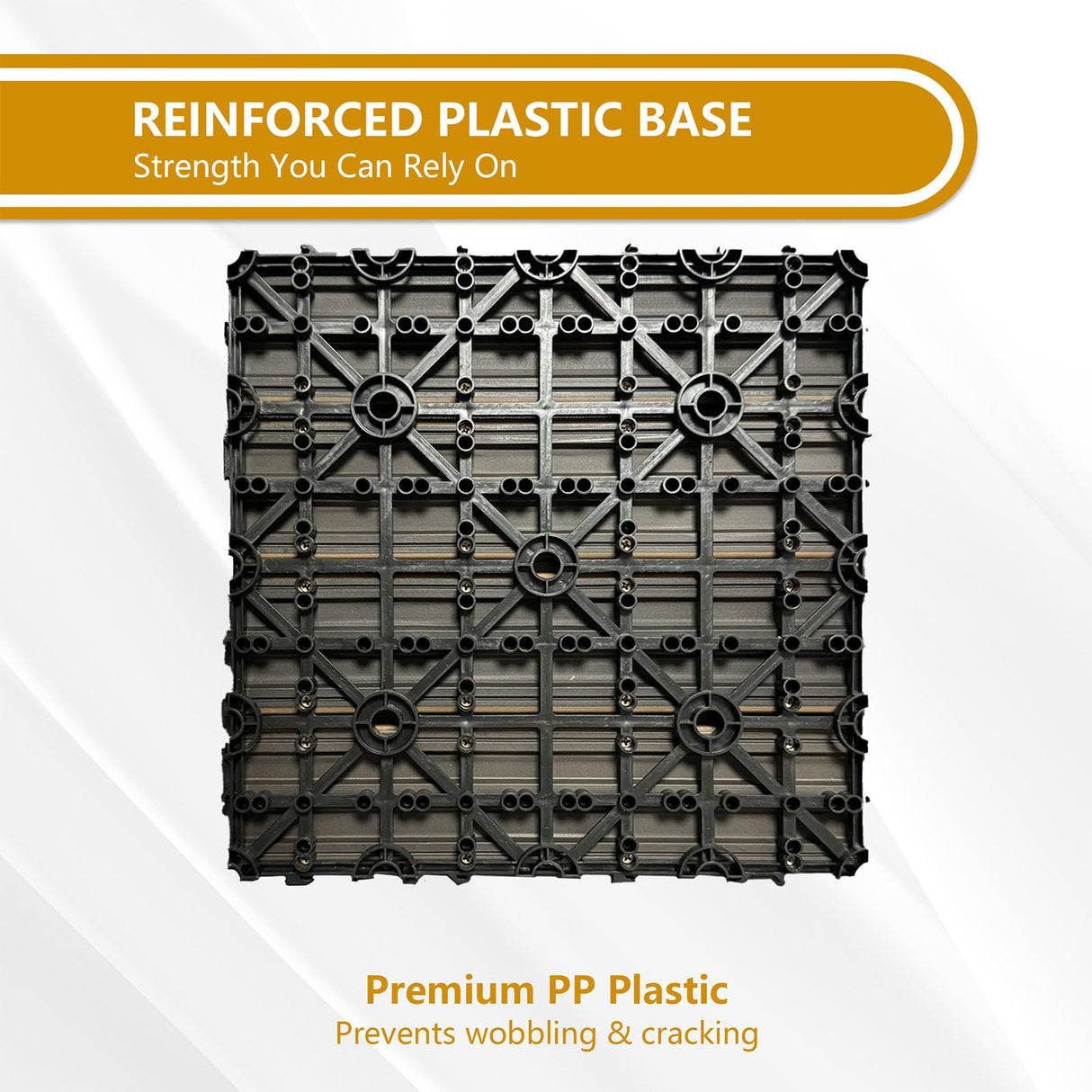 Feilingwood Composite Wood Patio Deck Tiles-12" x 12" Composite Deck Tiles 20 PCS, All Weather Waterproof Outdoor Interlocking Flooring Tile for Balcony, Backyard, Porch (Golden Teak) feilingwood