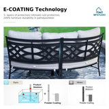 MFSTUDIO Patio Furniture Set, 6 Seats Half-Moon Curved Outdoor Sectional Sofa Conversation Set, Woven Rattan Patio Couch for Backyard, Garden, Deck MFSTUDIO