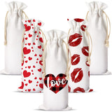 Shappy Canvas Wine Bottle Bags Sublimation Blank Wine Bottle Bags with Drawstrings Halloween Wine Bags Reusable Cotton Wine Bags Bulk for Christmas DIY Wedding Birthday Party Gift Bag(5 Pieces) Shappy