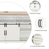 Bolonbi Farmhouse Coffee Bar Cabinet Rustic Sliding Barn Door Storage Cabinet with Power Outlet, Buffet Server Sideboard Cupboard Table for Dining Room Entryway Kitchen White Bolonbi