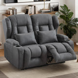 SAMERY 54.2" RV Loveseat Recliner Sofa, Manual Recliner Loveseat RV Sofa Home Theater Seating with Arm, Cup Holders and Side Pocket for Living Room/Office/Apartment SAMERY